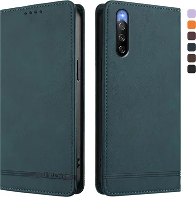 Obrázek produktu pro Pouzdro pro Sony Xperia 10 V, retroPolyuretankožené flip pouzdro s stojánkem a přihrádkami na karty Zelený