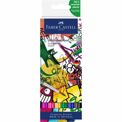 Obrázek produktu pro Faber-Castell 164525 FABER-CASTELL akvarelový fix GOLDFABER, balení 6 ks Graffiti