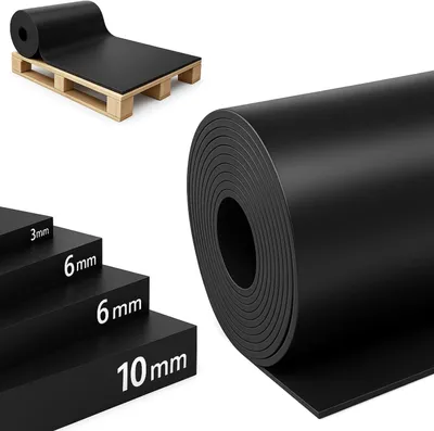 Produktbild von SBR Gummimatte 120 x 50 cm. 6 mm - Meterware - Schwarz & Glatt - Bautenschutzmatte Antirutschmatte Gummi Boden Matte - Bodenbelag Gummiplatte Gummistreifen