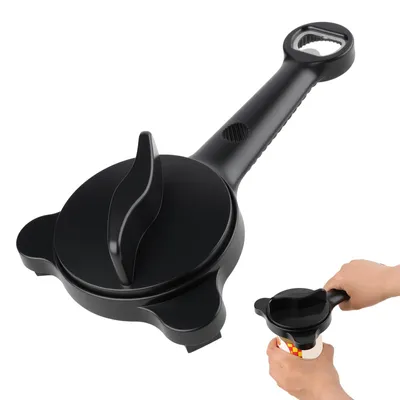 Image de Ouvre-bouchon et ouvre-pot réglable - En acier inoxydable, pour bocaux et bouteilles - Accessoire de cuisine multifonctionnel - Noir - 2,5-9 cm