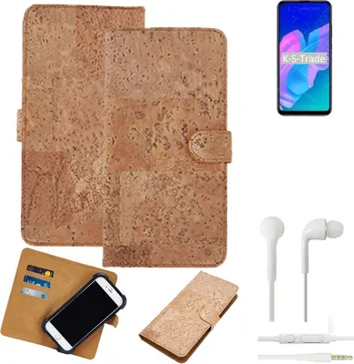 Produktbild von K-S-Trade Hülle kompatibel mit Huawei Y7p + in ear Kopfhörer Kork Handyhülle Cover  Schutzhülle TPU Case Bumper in Hellbraun, (1x)
