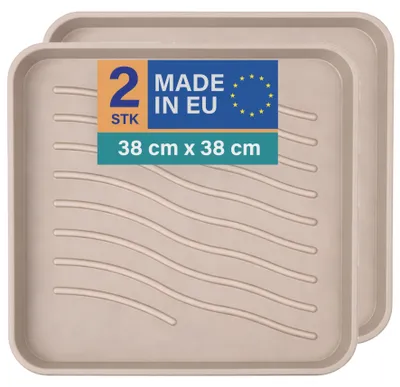 Produktbild von Schuhabtropfschale 38x38x2,5cm Beige 2er-Pack, Schuhwanne mit hohem Rand, wasserdicht, robuste Abtropfmatte für Schuhe, Schutz vor Schmutz & Nässe