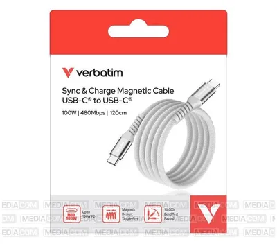 Obrázek produktu pro Verbatim 31854, 1,2 m, USB C, USB C, USB 2.0, 0,48 Gbit/s, Šedá