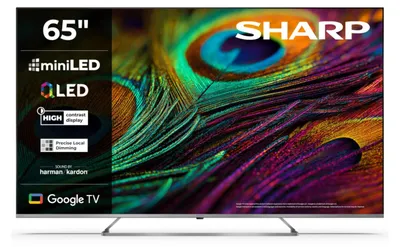 Obrázek produktu pro Sharp 65JP7265E, 65" QLED Mini LED Google TV, 4K Ultra HD 3840x2160 bez rámu, AQUOS, DVB-T/T2/C/S/S2, Active Motion 1000, HDR10, Dolby Atmos, Dolby Vision, Google Assistant, HARMAN/KARDON, HDMI 2.1 s eARC, 3,5 mm jack pro sluchátka, lineární výstup, USB, Wi-Fi
