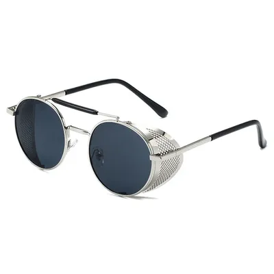 Produktbild von Klassische Polarisierte Sonnenbrille Uni Retro Brille - Steampunk Runde Metallrahmen UV400 Schutz Sonnenbrille Damen Herren Goggle