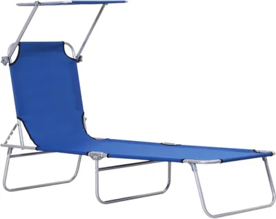 Produktbild von Sonnenliege klappbar mit Dach, 4-fach verstellbar, bis 120 kg, Blau