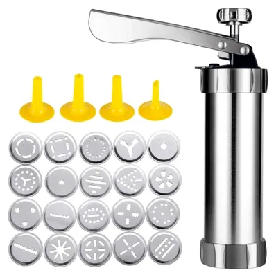 Produktbild von Cookie Press Gun Kit Reusable with 20 Cookie Molds and 4 Nozzles Biscuit Press DIY Biscuit Maker