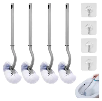 Produktbild von 4er Set Toilettenbürsten mit Randreiniger und langem Griff
