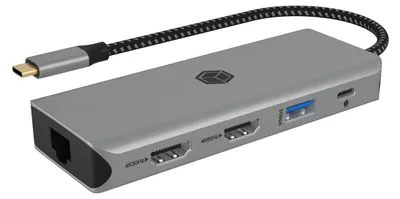 Produktbild von ICY BOX IB-DK4012-CPD, 9 in 1 USB Type-C® Notebook DockingStation, 2x HDMI, Kabelgebunden, USB 3.2 Gen 1 (3.1 Gen 1) Type-C, 100 W, 1.4/2.0, 1000 Mbit/s, 10BASE-T, 100BASE-T, 1000BASE-T