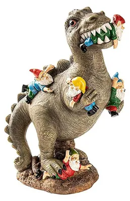 Produktbild von Lustige Dinosaurier-Gartenzwergfigur, Gartenskulptur aus Kunstharz, Außendekoration für Rasen und Terrasse (S)