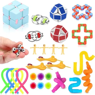 Productafbeelding van Nestling 30-delige fidget-speelgoedset - Anti-stress speelgoed voor concentratie en rust - Verlicht stress
