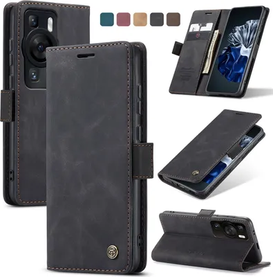 Obrázek produktu pro Huawei P60 Pouzdro, RetroPolyuretanKožené Pouzdro s Funkcí Stojánku pro Huawei P60 černé