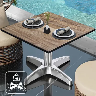 Produktbild von CPBL | Compact Loungetisch | B:T:H 60 x 60 x 42 cm | Sheesham / Aluminium | Zusatzgewicht | Bistro Loungetisch Gastro Tisch