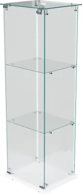Zdjęcie produktu dla Witryna szklana UnboxG 39,8 x 35 x 123,3 cm, 1 drzwi, 3 półki, oświetlenie LED, biała, witryna stojąca Szafka ekspozycyjna i przechowywanie