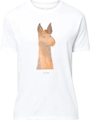 Produktbild von Mr. & Mrs. Panda Tshirt Lamakopf Genervt - Weiß - Geschenk, Jersey-Shirt, Chefin, Lamas, oberteil, Recht haben, S T-Shirt, Lama, Lustiges, Beste Freundin, Büro