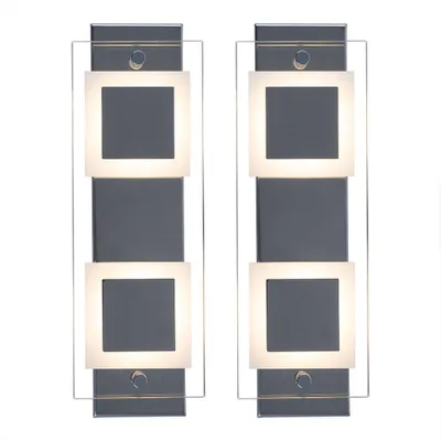 Produktbild von 2er Set LED Wandleuchte, Glas, Chrom, IP44, L 30 cm