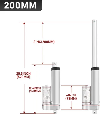Produktbild von Fiqops 1500N Linearmotor Verstellantrieb Elektromotor Linearantrieb Linear Actuator Motor Hubgerüst Linearantriebsmotor 12V 200mm