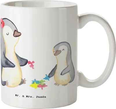 Produktbild von Mr. & Mrs. Panda Tasse Sozialpädagogin Herz - Weiß - Geschenk, Kaffeetasse, Becher, Kaffeebecher, Teetasse, Pott