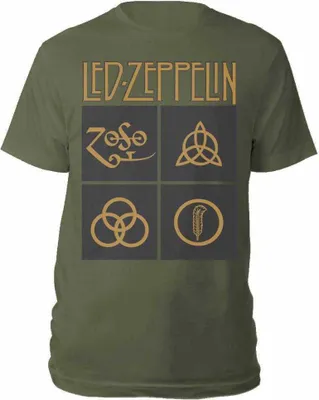Obrázek produktu pro Led Zeppelin Gold Symbols in Black Square Green M Tričko