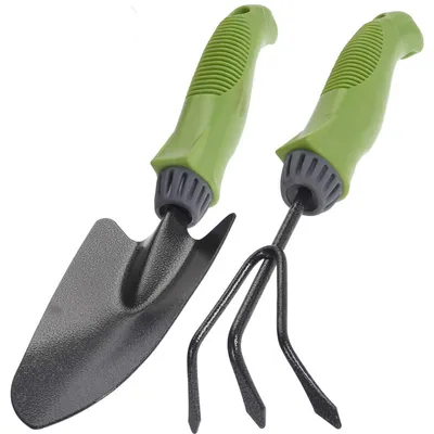 Produktbild von Gartenwerkzeug-Set aus Metall, Handgrubber und Blumenkelle