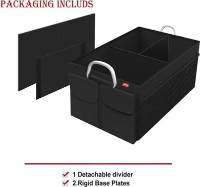 Produktbild von Famanu Auto Kofferraum Organizer - Faltbar, Wasserdicht, Mit mehreren Fächern (Schwarz)