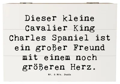 Produktbild von Mr. & Mrs. Panda Kiste Spruch Cavalier King Charles Spaniel 22 x 15 cm - Weiß - Geschenk, Begleiter, Hund, Aufbewahrungsbox aus Holz, intelligent, Holzbox, Hunderasse