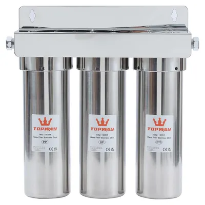 3-stufiges Wasserfiltersystem, 0,01 µm, 10 Zoll Edelstahl, Direktanschluss