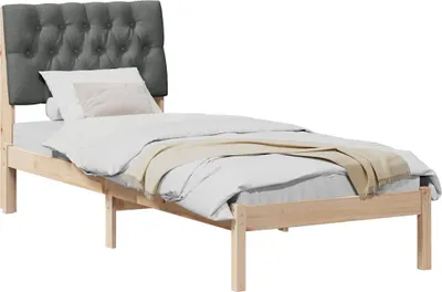 Image de Cadre de lit avec tête de lit rembourrée Marron 75 x 190 cm