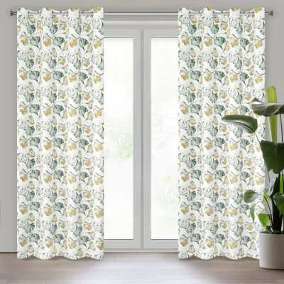 Produktbild von Design91 Vorhang AIDA weiß gelb 140x250 cm  Ösen Ösenvorhang