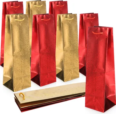 Produktbild von COM-FOUR® 10x Geschenktüte mit Weihnachts-Motiven - Geschenktasche für Wein- und Sektflaschen - Flaschentasche für Weihnachten und Nikolaus [Auswahl variiert]