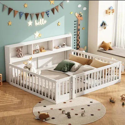 Obrázok produktu pre Detská posteľ – Posteľ pre chlapcov a dievčatá – Posteľ pre tínedžov – Bezpečnostné zábrany – Úložný regál – 140x200 cm – Biela