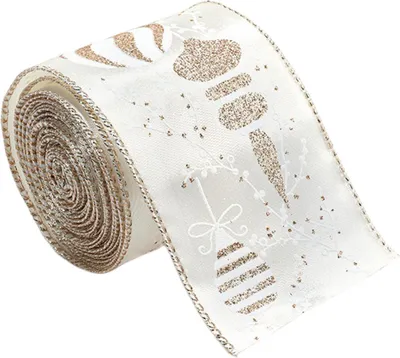 Produktbild von Champagnergoldenes, drahtverstärktes Satinband mit Glitzerkanten, 6,35 cm breit, ideal für Hochzeiten, Weihnachtsbaumdekoration, Geschenkverpackungen, Schleifen, Kränze, Girlanden und DIY-Bastelarbeiten.