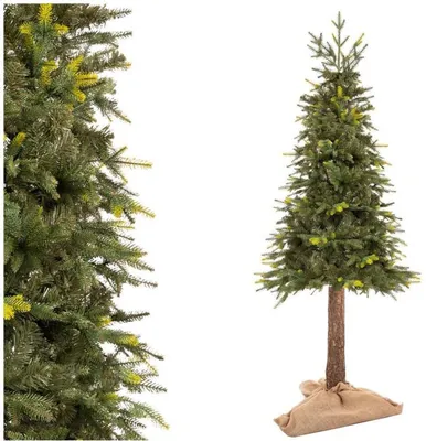 Zdjęcie produktu dla Springos® Sztuczna choinka na pniu 220 cm | Naturalny świerk o gęstości Deluxe | Sztuczna choinka jak prawdziwa z prawdziwym drewnianym pniem