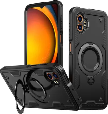 Produktbild von Dual Layer Hülle für Samsung Galaxy XCover7 Pro mit Ring Ständer Magnetisch Stoßfest Handyhülle Schwarz