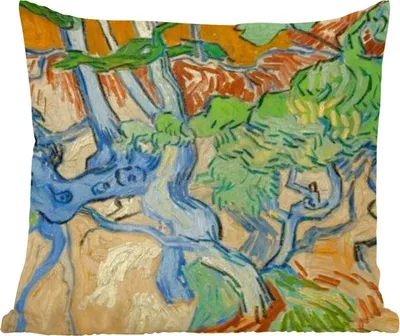 Produktbild von MuchoWow® Zierkissen Sofakissen Wohnzimmer Dekokissen 40x40 cm Baumwurzeln - Vincent van Gogh - Foto Kissen - Schlafzimmer Dekoration