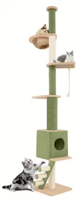 Produktbild von Kratzbaum - Katzenbaum - Kratzmöbel - Katzenturm - Kratzpfähle - Verstellbare Höhe: 218-253 cm