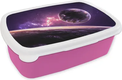 Produktbild von KitchenYeah® Lunchbox Brotzeit Brotdose 17x11 cm Planeten - Weltraum - Sterne Kinder Brotzeitdose - Lunchpaket - Brotkasten  - Sandwich Box