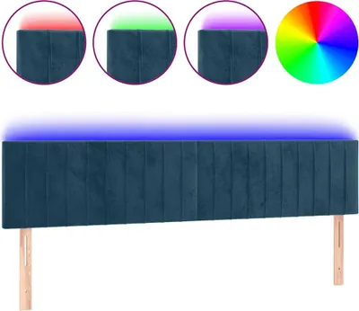 Obrázek produktu pro vidaXL LED čelo postele Dark Blue 200x5x78/88 cm Velvet