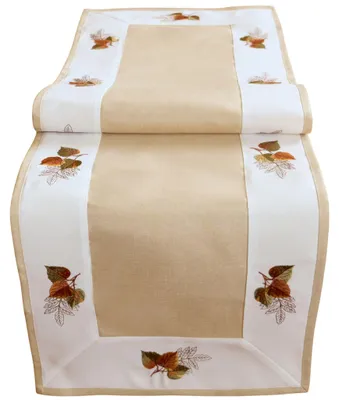 Productafbeelding van Herfsttafelkleed, 40 x 140 cm, met een elegante geborduurde bladmotieflijst