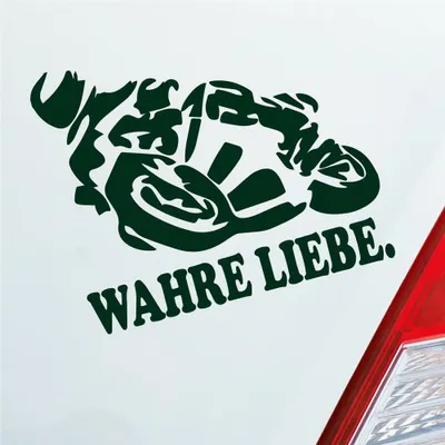 Produktbild von Auto Aufkleber Motorrad Wahre Liebe Moped Bike Mopped JDM 12x10 cm Dunkelgrün Sticker Heckscheibenaufkleber