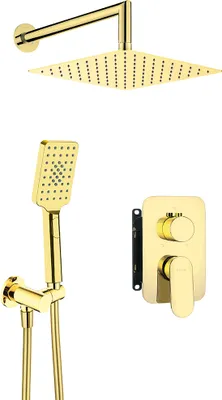 Produktbild von Duschsystem Unterputz, mit Mischbox und Regendusche in gold ALPINIA-30