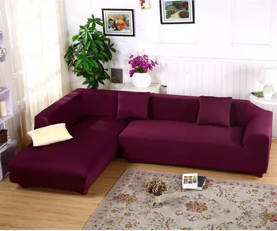 Produktbild von ele ELEOPTION 2 pcs 3 Sitzer Sofahussen Sofabezug Stretch elastische Sofahusse Sofa Abdeckung 170-220cm, Granat