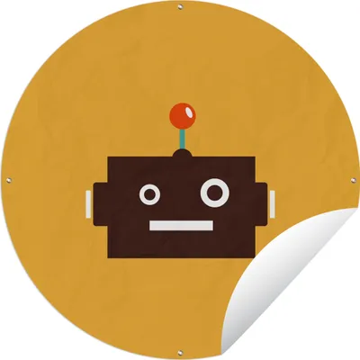 Produktbild von MuchoWow® Gartenposter Outdoor-Poster Rund Roboter - Gesicht - Antenne - Gelb - Jungen - Kind Ø 90 cm Gartendeko Rundes Poster draußen