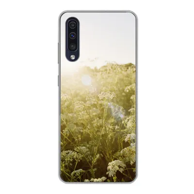Produktbild von MuchoWow® Handyhülle Schutzhülle Hülle für Samsung Galaxy A30s Blumen - Weiß - Frühling Silikon Softcase Handy Hülle - Karteninhaber