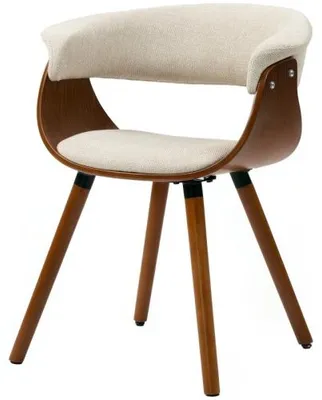 Produktbild von Esszimmerstuhl Kuechenstuhl Mit Rueckenlehne Leinenoptik Polsterstuhl Holzbeine Beige 62 x 55 x 75 cm