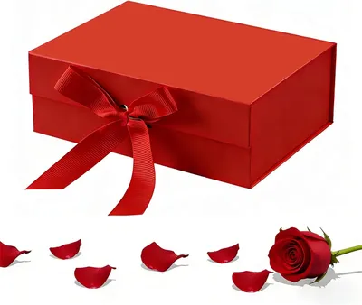 Imagen del producto de Caja de regalo con cierre magnético, de 22x16x8,5 cm, color rojo, ideal para regalos