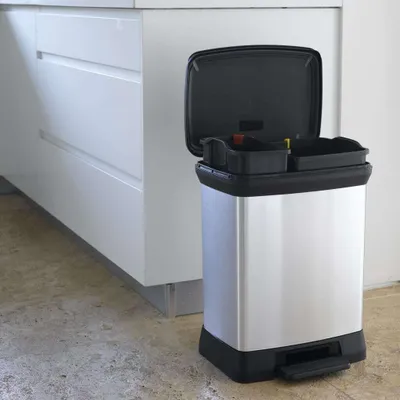 Produktbild von Curver Duo Tretmülleimer Deco 10L+18L Silbern
