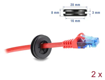 Produktbild von Delock Gummi Kabeldurchführung rund Ø 20 mm schwarz 2 Stück