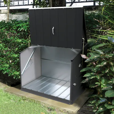 Produktbild von Trimetals Metall Gerätebox, Fahrradbox "Stowaway", Aufbewahrungsbox inkl. Boden anthrazit 136 x 87 x 112 cm (L x B x H)