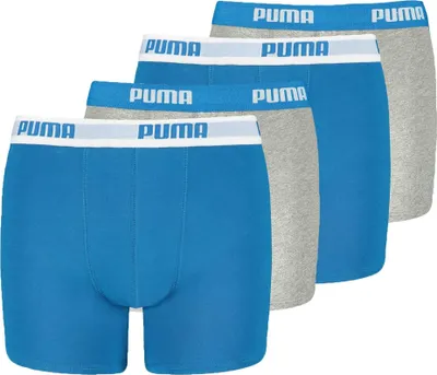 Produktbild von PUMA Jungen Boxer Shorts, 4er Pack - Basic Boxer ECOM, Baumwolle Stretch, Everyday Blau/Grau 140